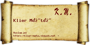 Klier Máté névjegykártya